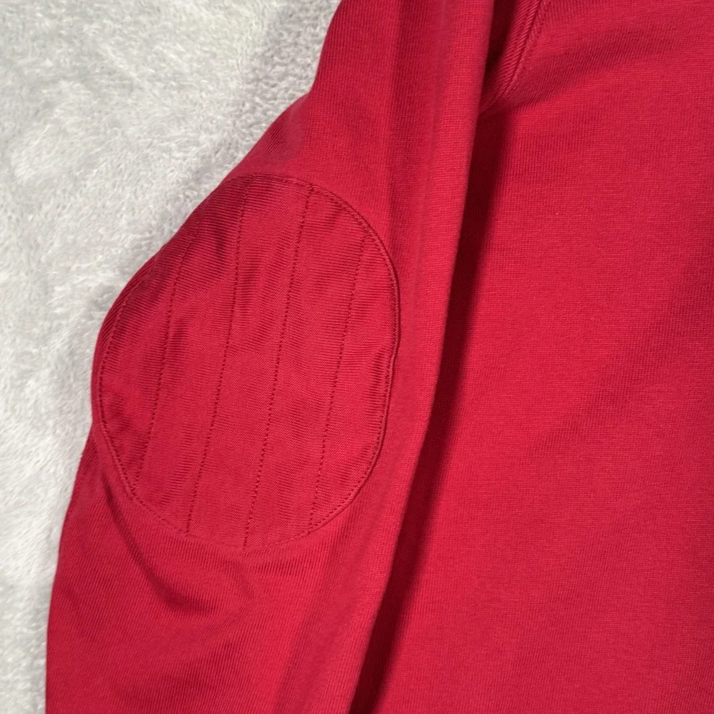 Polo Ralph Lauren Rugby Shirt Mens XL Red Elbow Patch Long Sleeve White Collar - Picture 3 of 10